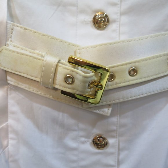 Bebe vintage puffed Solei sleeved dress! White with gold! New with tags! - Picture 5 of 5